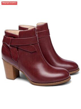 Faux Suede Chelsea Ankle Boots Stacked Heel